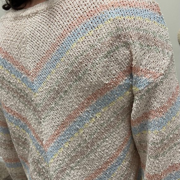 The Chevron Striped Light Knit Sweater / Cotton Blend Long Sleeve - Picture 7 of 9